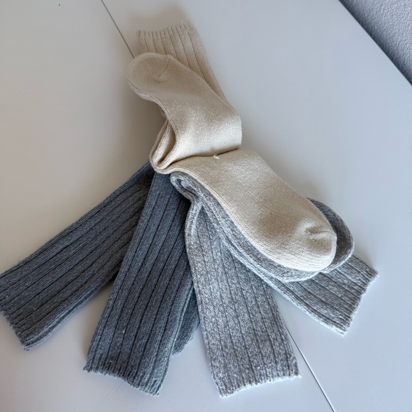 Cozy Ribbed Knit Socks Set in Grays and Creams - Picture 1 of 3